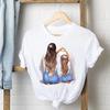 Striped Mom Son Love Print Women's Cotton T-shirt Y2k Anime Fun Printed T-shirt Summer Fashion Top Casual Round Neck T-shirt