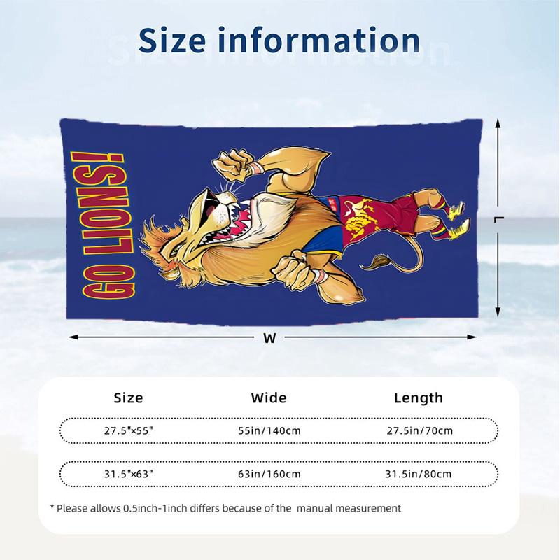 Brisbane Lions (5) Theme Beach Towel Sand Resistant Soft And Comfortable Suitable For The Pool Camping Yoga And Diving A Travel Essential