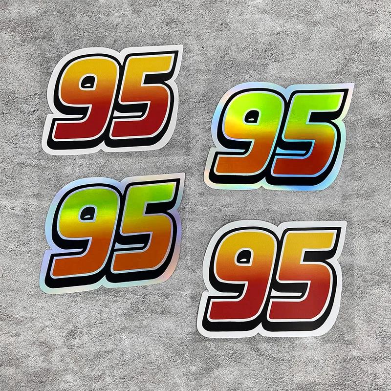 1Pc Yellow And Laser Number 95 Car Decals Water-Repellent For Auto Rear Windshield Window Door Body Trunk Vinyl Decals Ornament