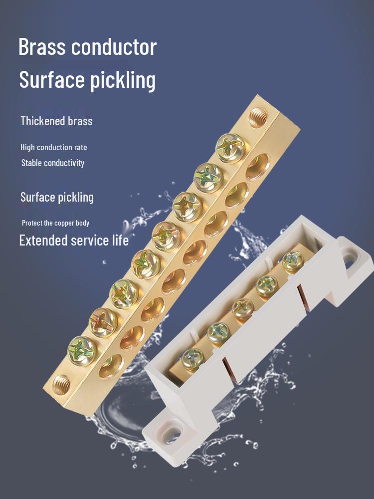 A10 Pure Copper Flame Retardant Distribution Box: Neutral, Fire, Ground Lines Universal Busbar Terminal Block