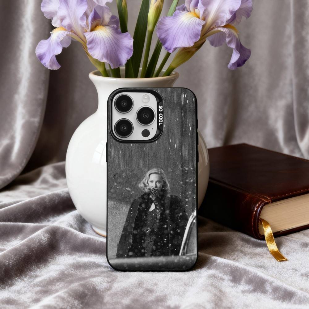 C-Cate-E B-Blanchett Actress Phone Case For iPhone17,16,15,14,13,12,11 Plus,Pro Max Black Candy silver phone case