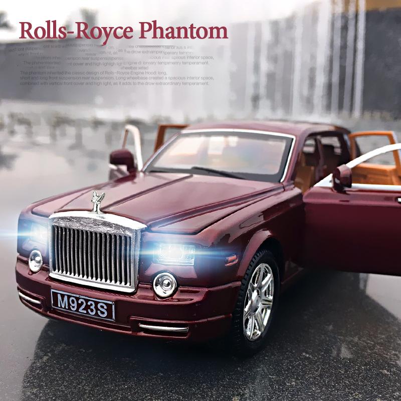 1:24-масштабная модель Phantom из цинкового сплава, игрушечный автомобиль, транспортные средства с откатным механизмом с подсветкой и музыкой для детей, парней, подарков для молодых людей