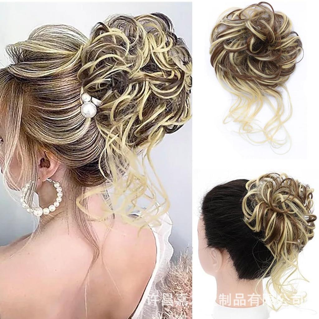 Эластичный пушистый небрежный пучок-повязка на голову