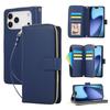 For iPhone 17 Pro Case 9 Card Slots Zipper Pocket PU Leather Cover with Wrist Strap