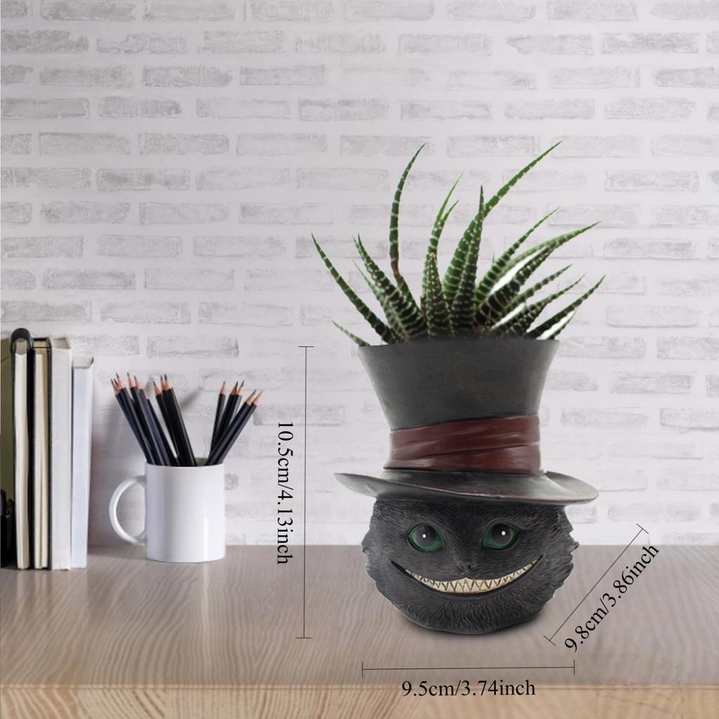Уникальный маленький горшок для растений в виде головы черного кота, милый суккулентный цветочный горшок для дома, забавный новинка, смоляной цветочный горшок для растений с дренажным отверстием, держатель для кистей для кошачьих ручек