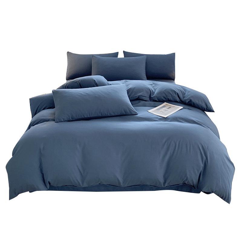 Зимняя двухсторонняя хлопковая кровать из четырех частей, однотонная простыня, пододеяльник, пододеяльник для студенческого общежития и средней школы