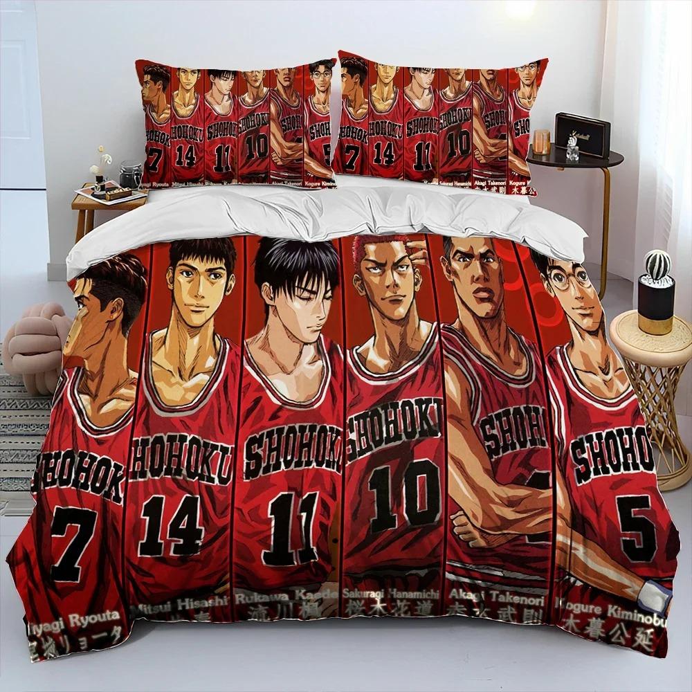 Постельное белье с одеялом из аниме Slam Dunk, комплект постельного белья, размер King Queen, пододеяльник, наволочка, японский мультфильм, для детей