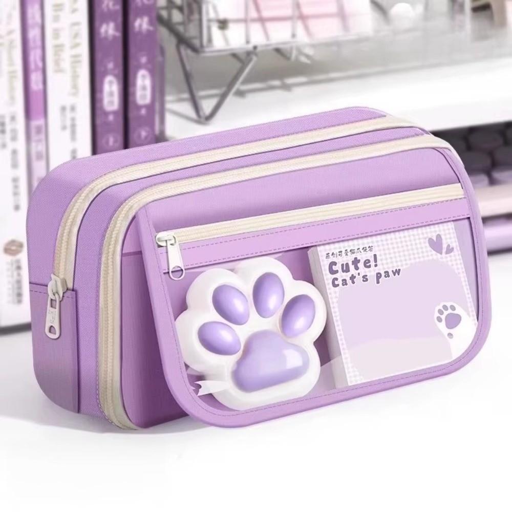 Cute Cat Paw Pencil Case 9-Layer Pen Pouch Cartoon Stationery Bag School Supplies