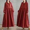 DIMANAF 2025 Women Autumn Long Dress Loose Vintage Casual Oversize Long Sleeve Maxi Vintage Dress Plus Size