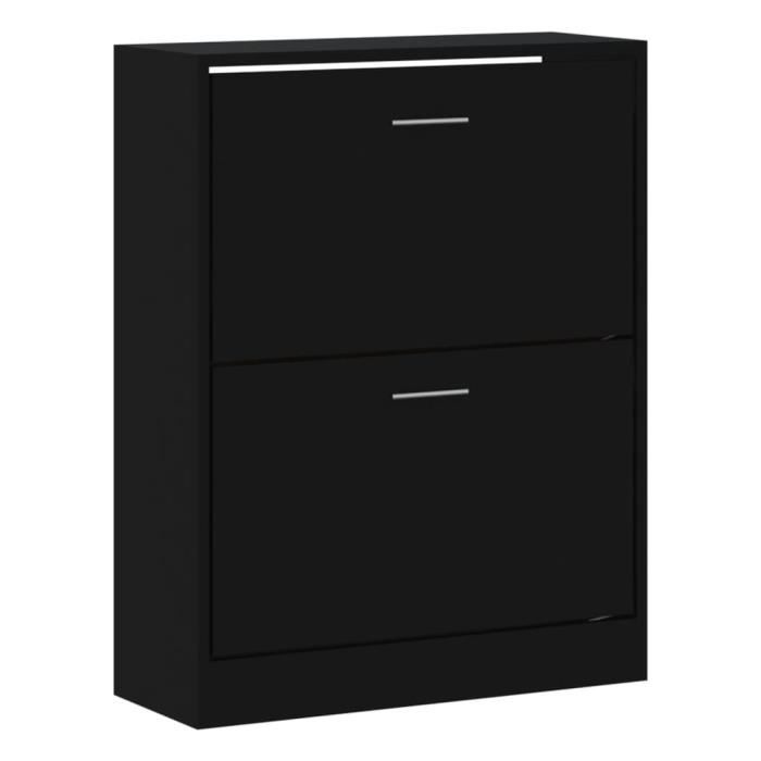 342558 vidaXL Shoe Cabinet Black 63x24x81 Cm Engineered Wood