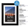 5 Pack 5x7 Matted Picture Frames Tabletop Wall Display Durable Thermoplastic Shatter Resistant Beveled Mat Horizontal Vertical