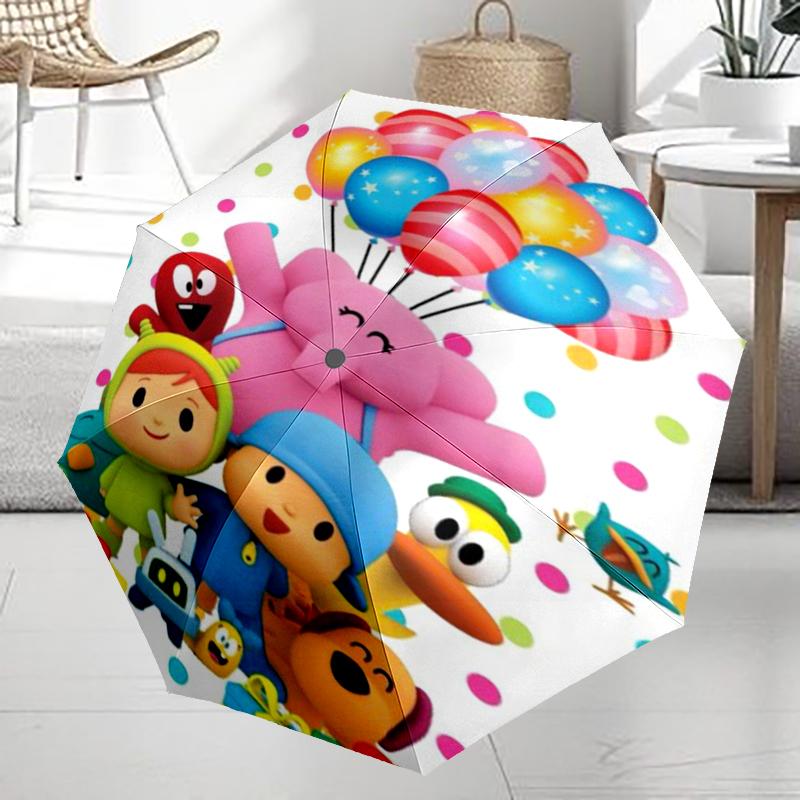 Автоматический зонт в стиле Pocoyo, легкий и портативный, 8 спиц, идеально подходит для путешествий на свежем воздухе, на дни рождения, Рождество, в качестве подарков.