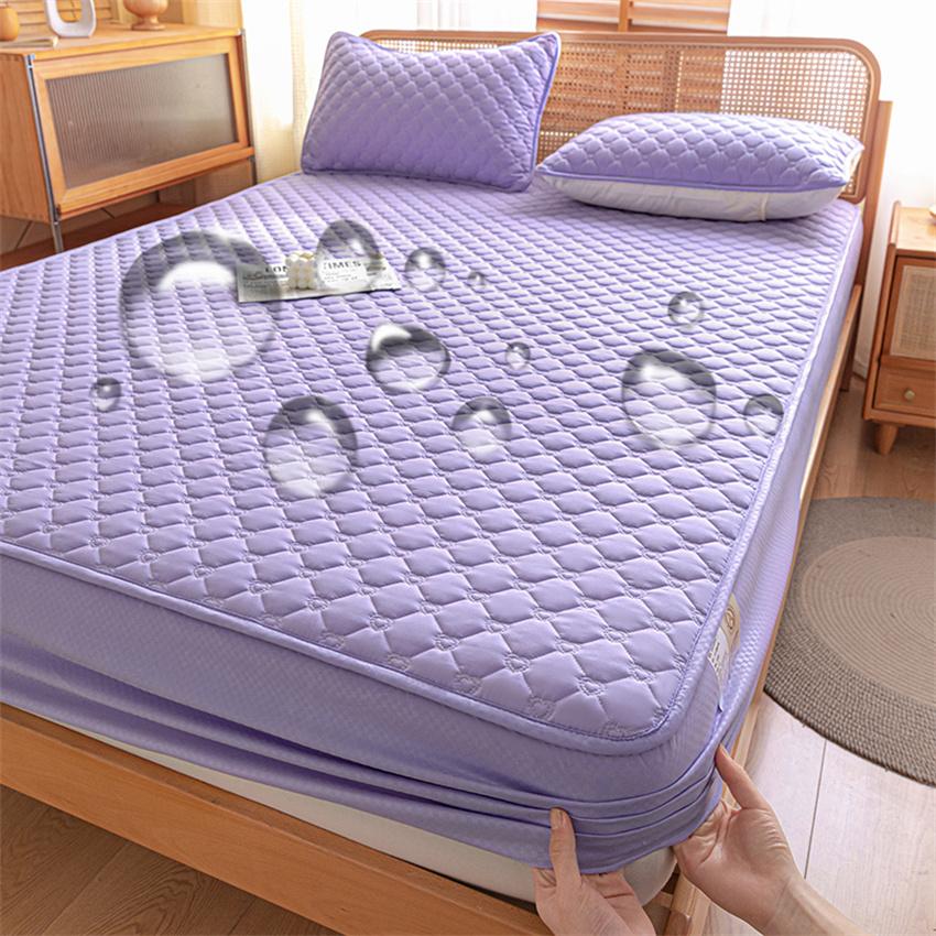 100% водонепроницаемая стеганая простыня на резинке с эластичной лентой для односпального/двуспального/королевского размера, защитный чехол для матраса 90/140/160x200