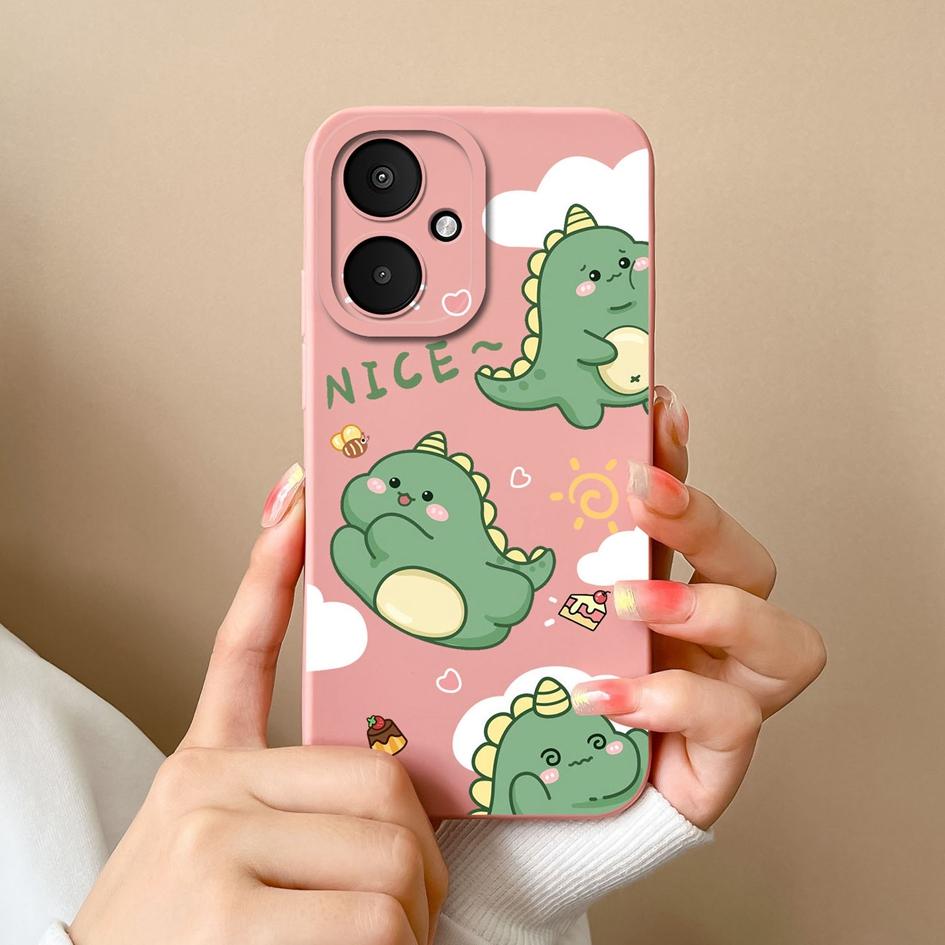 Lovely Dinosaur Cartoon Pattern Bumper For Xiaomi Poco M6 Pro 4G 5G X6 F6 F5 F 6 F 5 Phone Case Camera Protection Matte Silicone Back Cover For Xiaomi
