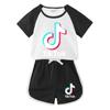 Модные детские комплекты Tik-Tok из 2 предметов, комплекты детской одежды для мальчиков и девочек, рубашки, топы + шорты, костюмы для детей от 3 до 10 лет