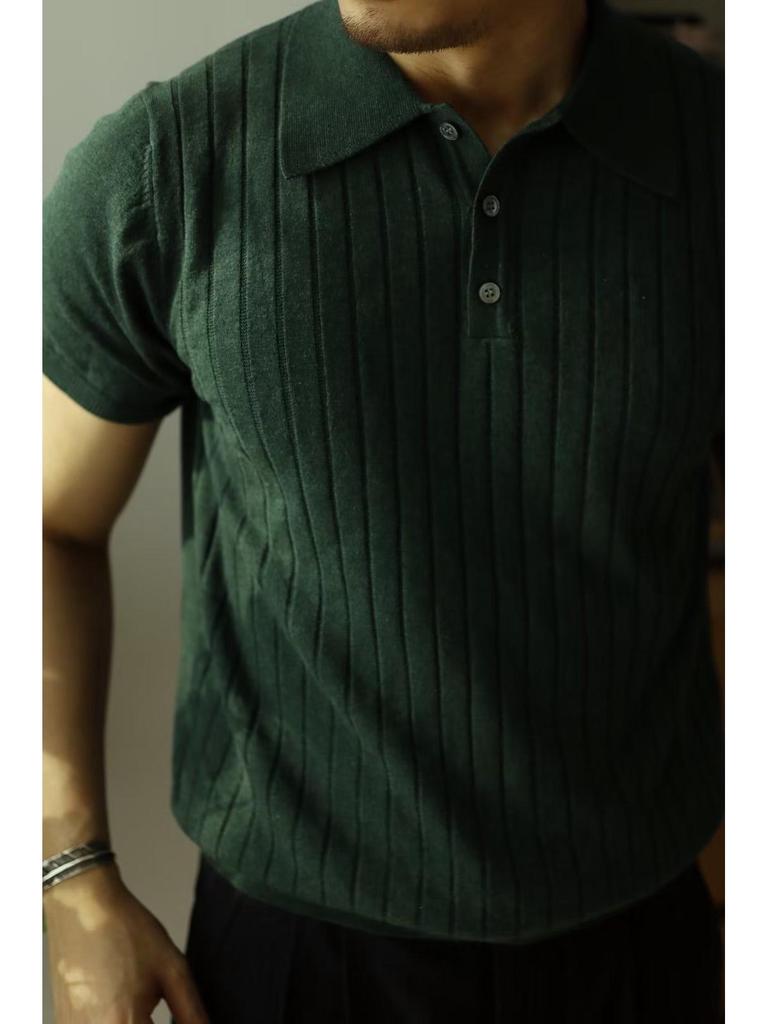 Мужская однотонная футболка-поло с коротким рукавом - Модный, универсальный и молодежный стиль для лета