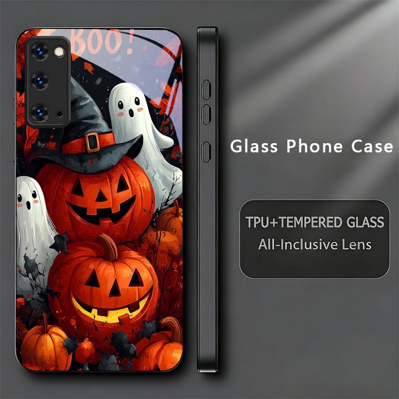 Черный чехол для телефона Halloween Boo Vibe для Samsung Galaxy S26 Ultra S25 Edge S24 FE S23 Plus S22 S21 S20 S22 S24 Стеклянная задняя крышка