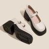 Mirror Platform Mary Jane Shoes Women'S French Thick High Heel Single Shoes Buckle Belt Comfortable College Style Small Leather Shoes