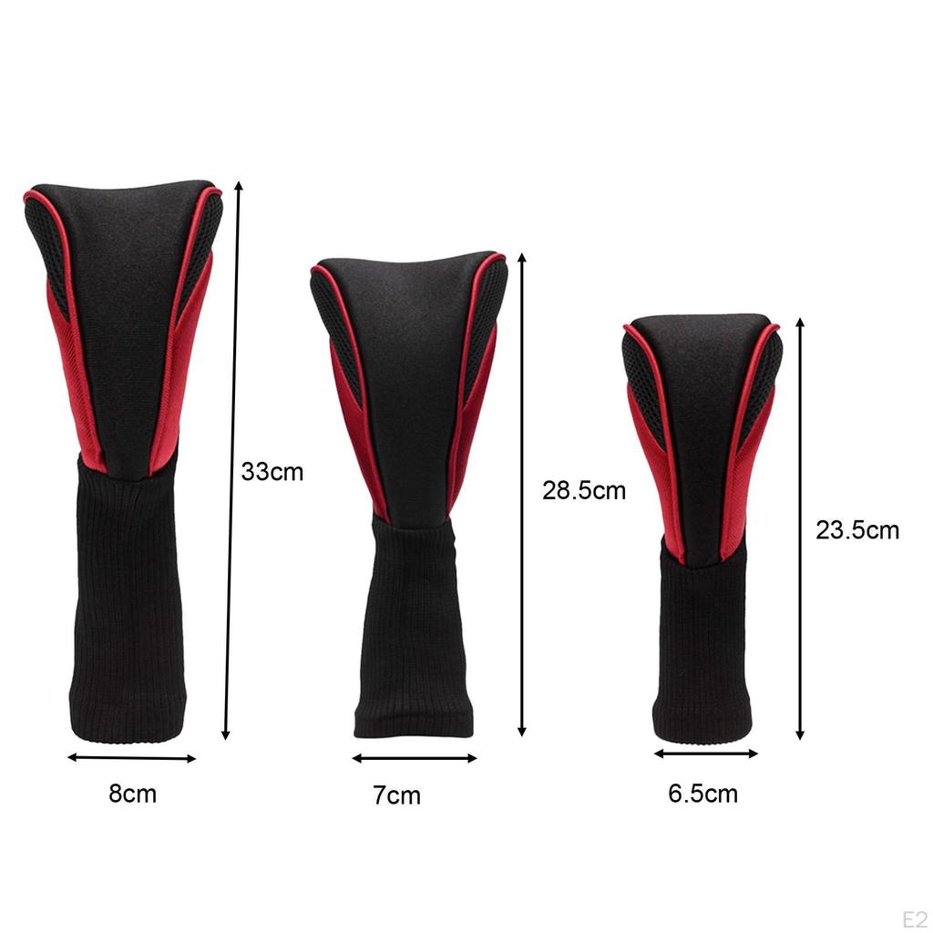 3Pcs Golf Club Head Covers Wood Headcovers with Interchangeable Tag Wear Resistant