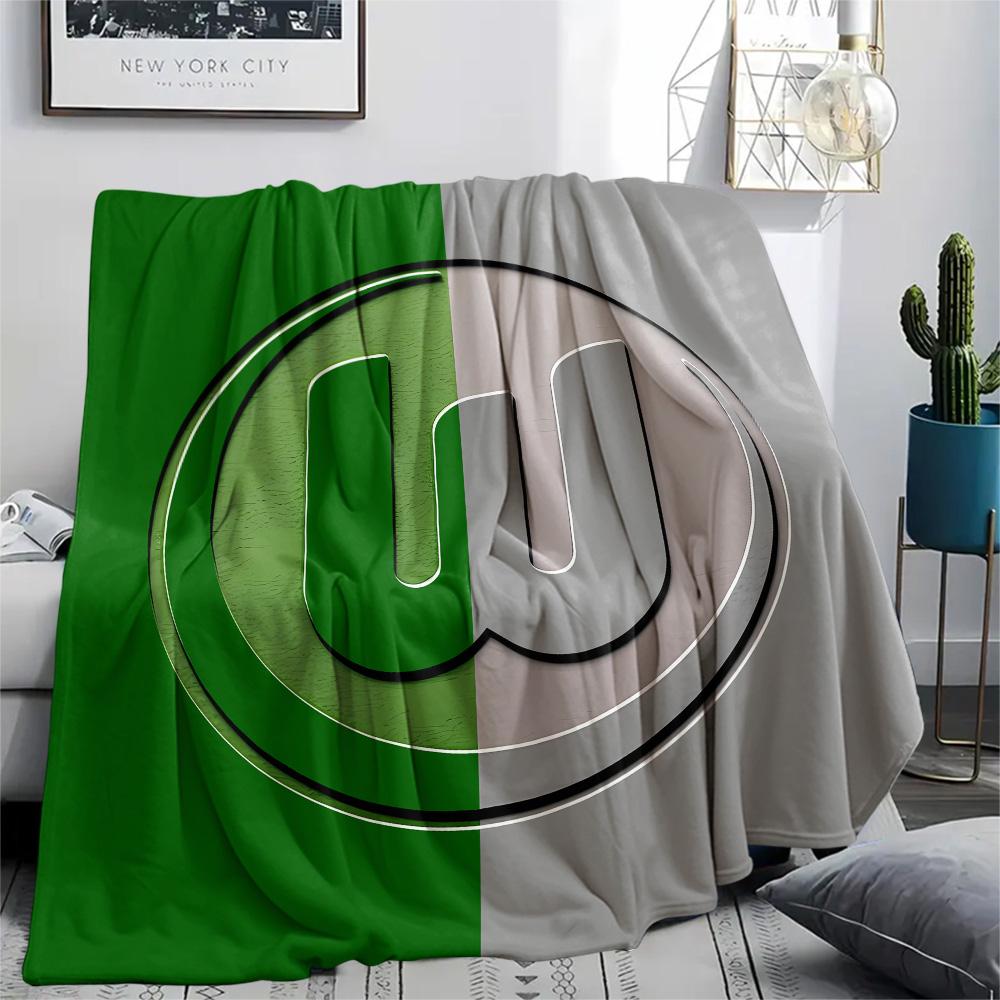 Фланелевое одеяло с принтом VfL Wolfsburg, Высококачественное, Удобное для всех сезонов, Декор для дома, Тепло и уют, Идеально для рождественских подарков