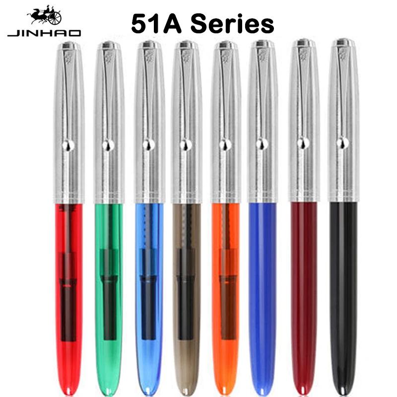 Перьевая ручка Jinhao 51A Прозрачный цвет EF/F перо Роскошная Элегантная Чернильные ручки для каллиграфии Школьные Офисные принадлежности Канцелярские товары PK 9019