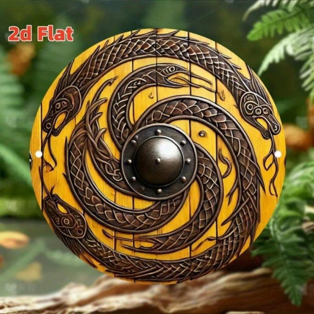 Viking Dragon Shield Metal Tin Wall Art Home Decor Halloween Room