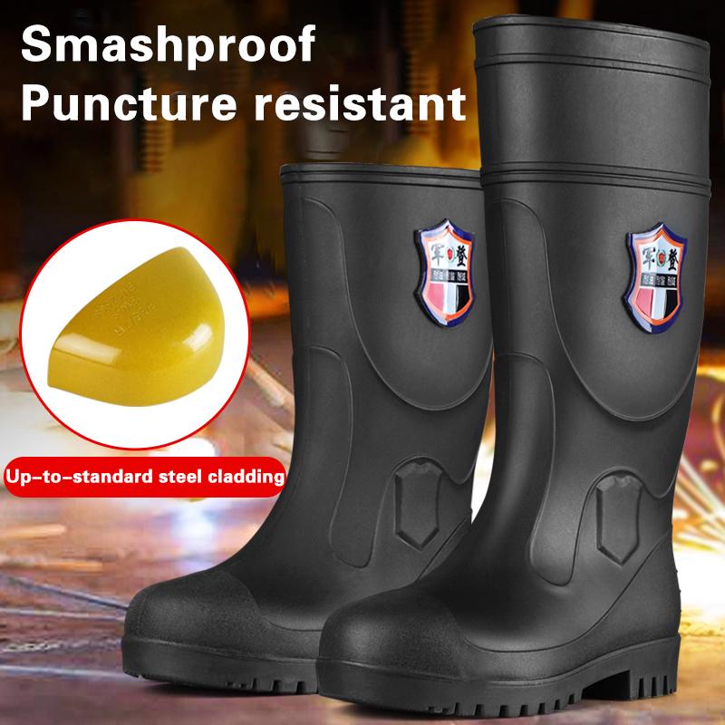 Thickened Insulated Fleece-Lined Men's Industrial Boot PVC Rain Boots Safety