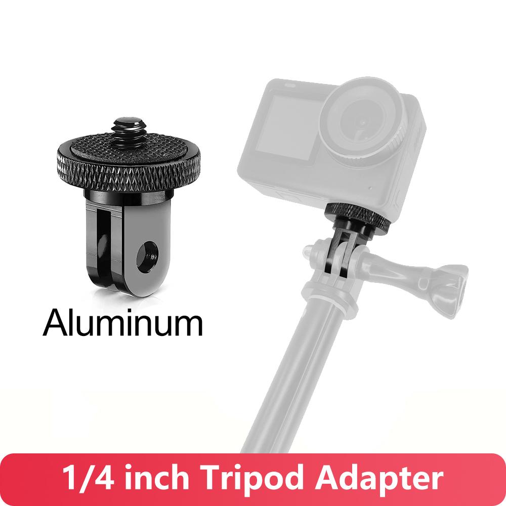 Aluminum Alloy 1/4' Screw Tripod Adapter Mount For GoPro Hero 13 12 10 11 9 Insta360 X5 X4 X3 DJI Osmo Action 6 5 PRO 4 3 Camera