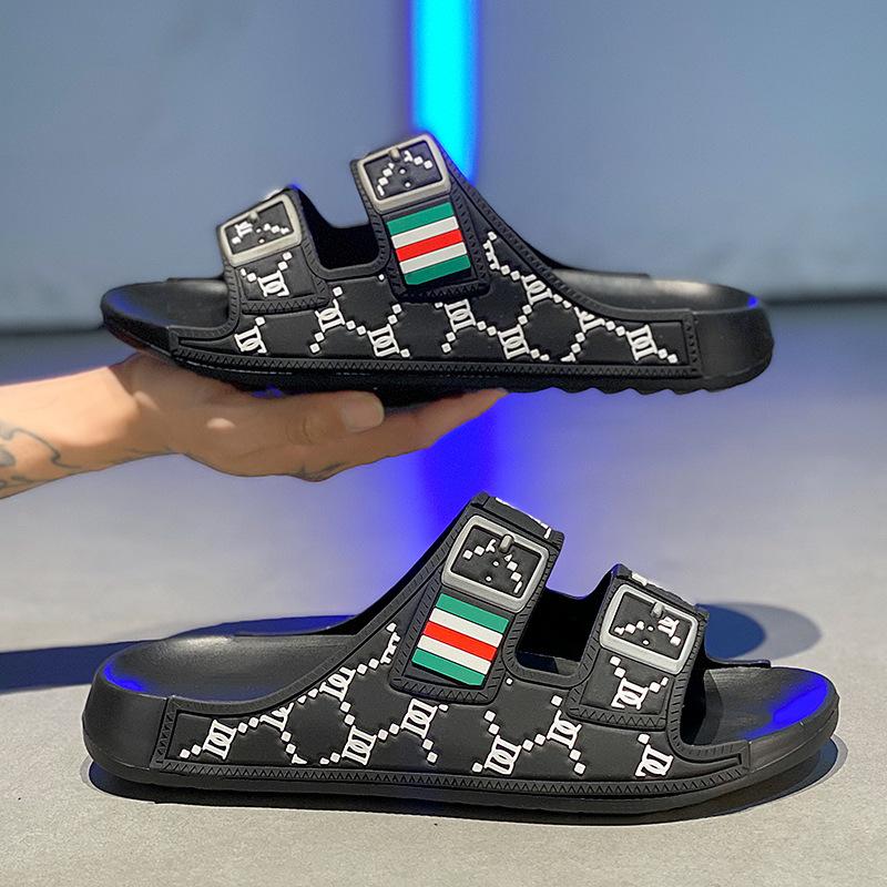 Одно слово перетащить мужской высококачественный люксовый вариант выходит носить дома мода корейская версия сандалии тапочки