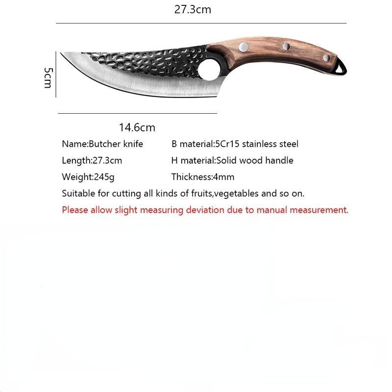 Handmade Stainless Steel Kitchen Chef Boning Knife Fishing Knife Butcher Cutting Meat Cleaver Cooking Knife Hand Forged Hammer Pattern