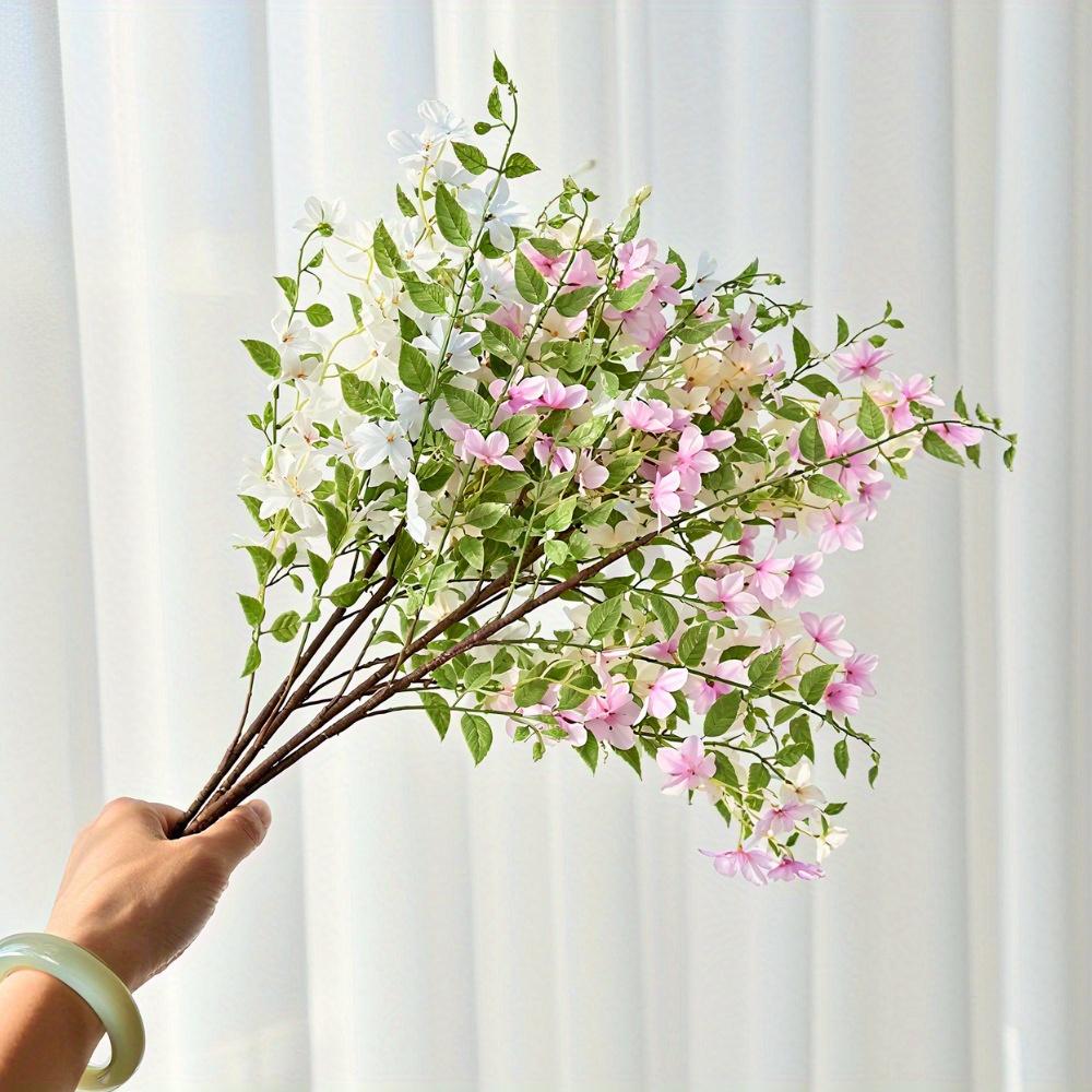 1Ps Outdoor Wedding Simulation Single 7-prong 37.4-inch Fake Flower Decoration for Outdoor Patio Garden Home Wedding Holiday Party Decoration