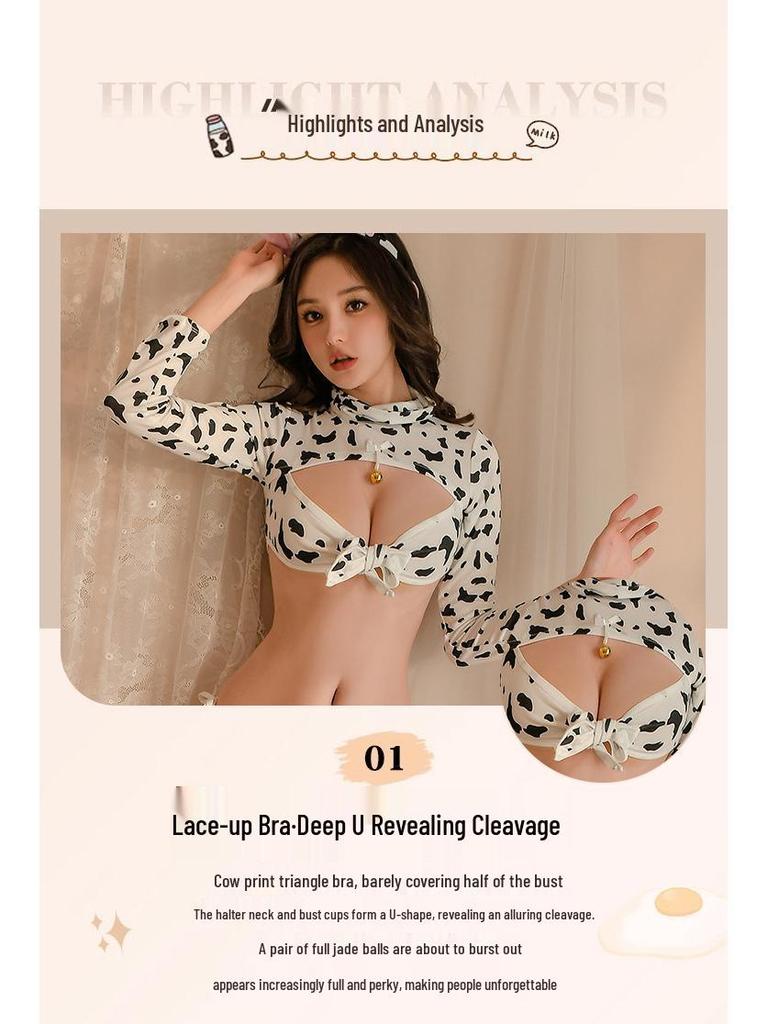 Ночной огонь Оранжевый Сексуальный вырез Набор для ролевых игр «Корова»