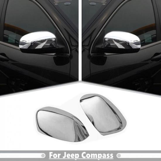 For 2017-2025 Jeep Compass ABS Chrome Rear View Side Mirror Cover Trim Bezel 2P