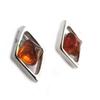 [N2159] - Серебряные серьги «Вдохновение» с коньячным янтарем (родиевое покрытие)