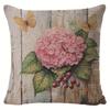 Spring Pink Flower Linen Printed Pillowcase, Nordic Festival Decoration, Simple Living Room Cushion