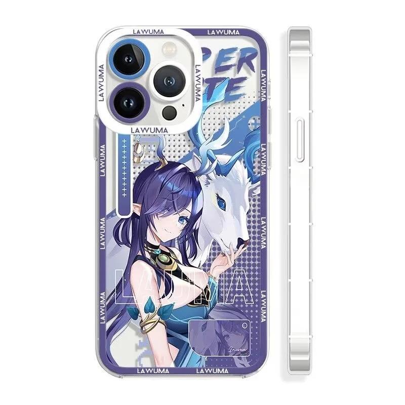 Чехол для телефона Genshin Impact Lauma Flins Columbina для IPhone 11 12 14 15 16 Pro Max Mini X XS Max 7 8 6 6S Plus Прозрачный чехол