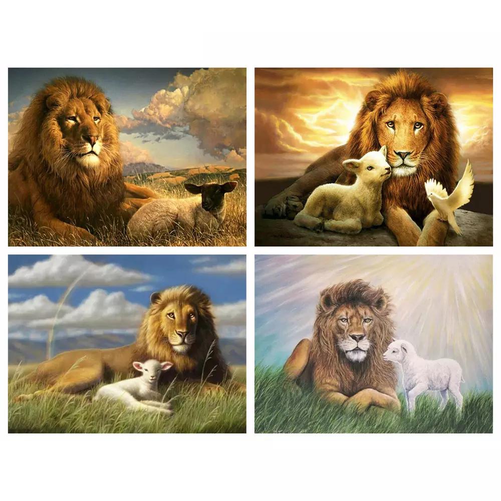 5D DIY Алмазная картина Животные Овцы Стразы Полный квадратный/круглый Алмазная вышивка Лев Мозаика Подарок ручной работы