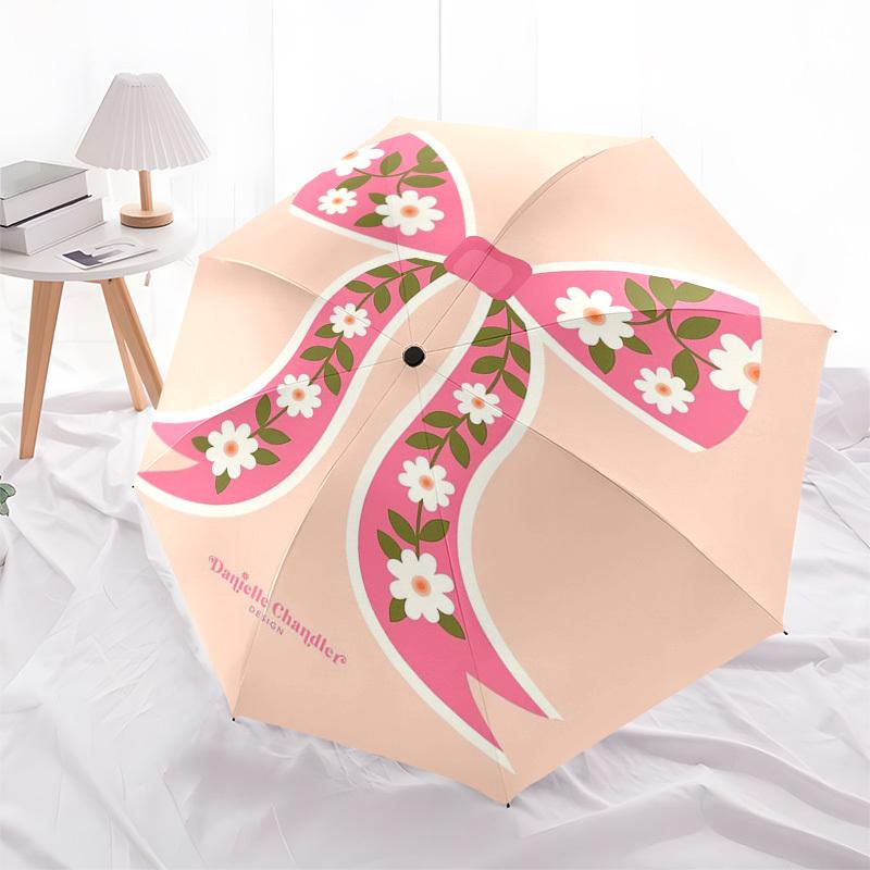 1pc Floral Bow Design Umbrella with Plastic Handle,Suitable for All Seasons Home Travel Outdoor Umbrellaptys31056