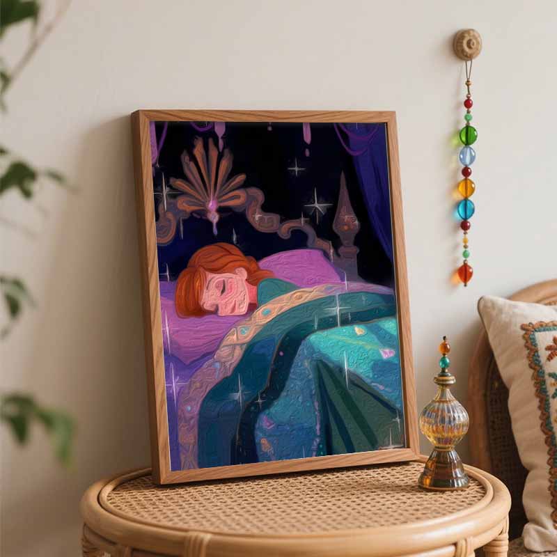 Disney Princess Anna sleeping star night oil painting kit digital painting art handmade diy home room decorations