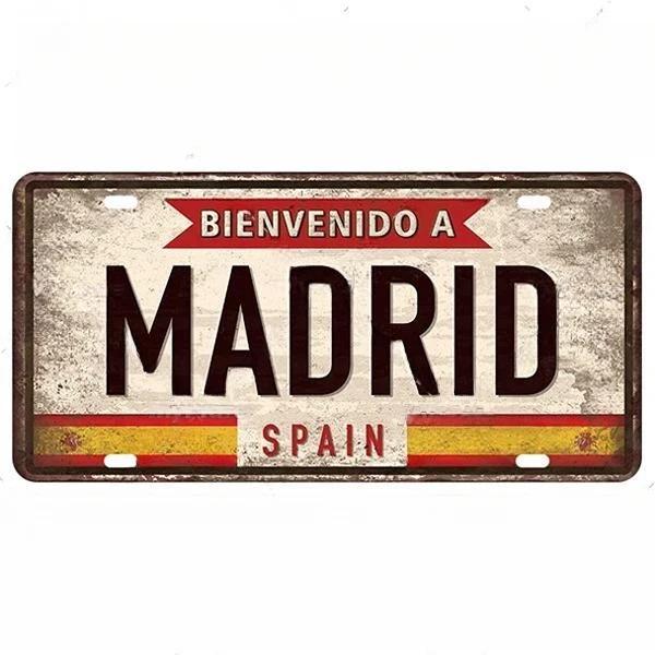 Vintage Berlin Madrid New York Paris Country City Style Plate Metal Sign Plaque Tin Sign Man Cave Bar Club Poster Decoration