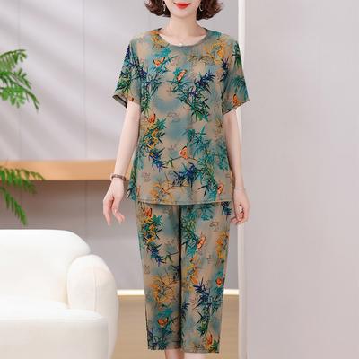 Большие размеры 3XL-8XL Летние оверсайз комплекты из 2 предметов Женская одежда Элегантный короткий рукав Повседневные свободные комплекты с широкими брюками