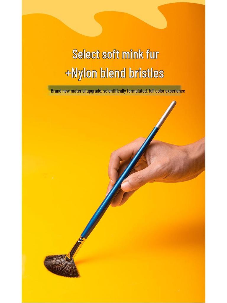 Fan-Shaped Ceramic Glazing Brush with Metal Holder for Gouache