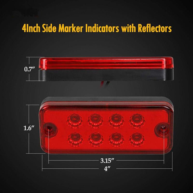 4PCS Marker Side LED Trailer Truck Position Lights Lamps 12V 24V 8LED Side Marker Light Clearance Indicator Lamp for Lorry