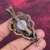 Rainbow Moonstone Pendant Copper Wire Wrapped Pendant Natural Gemstone Jewelry