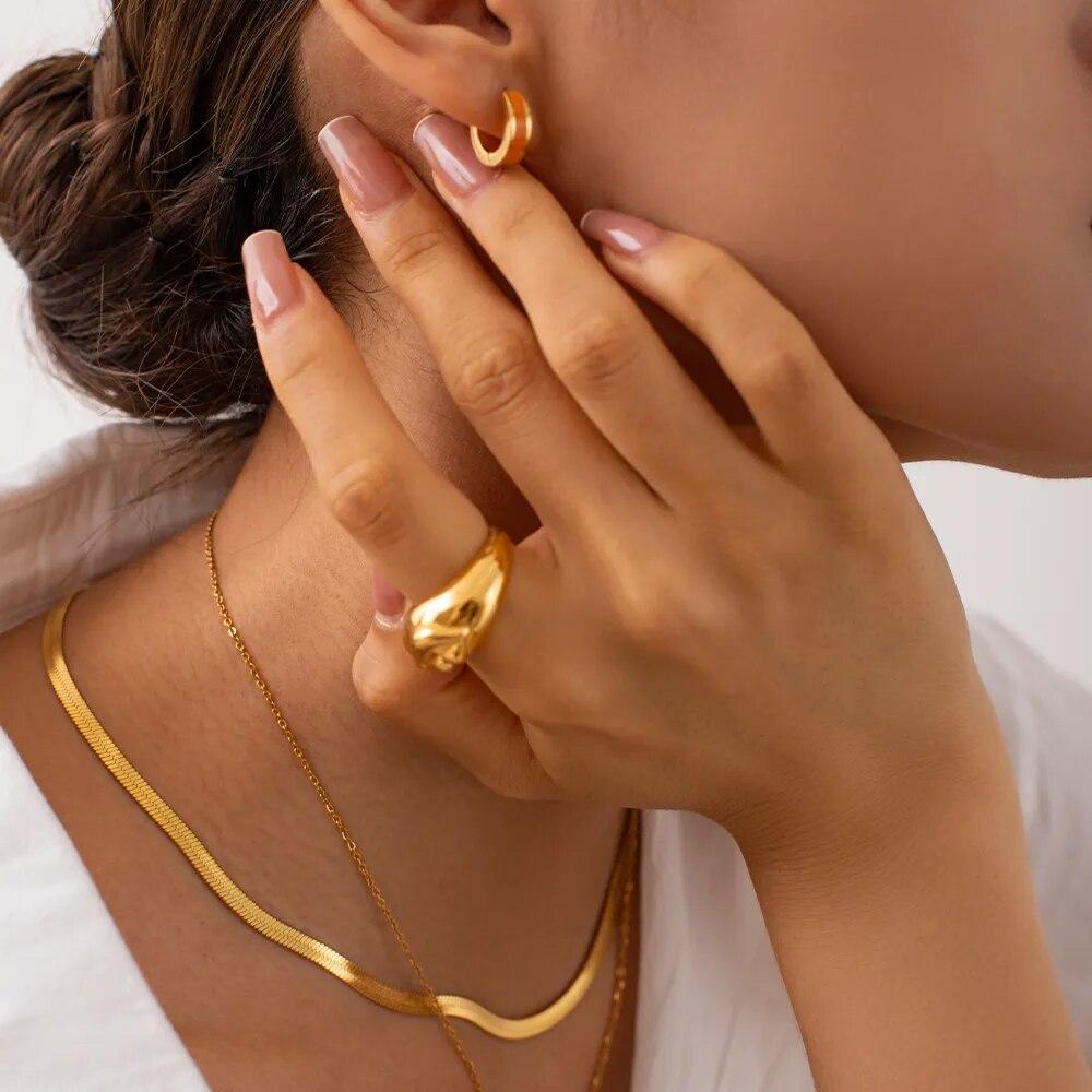 Colorful Enamel Stainless Steel Round Studs Earrings 2023 Stylish Charm Fashion Jewelry Women