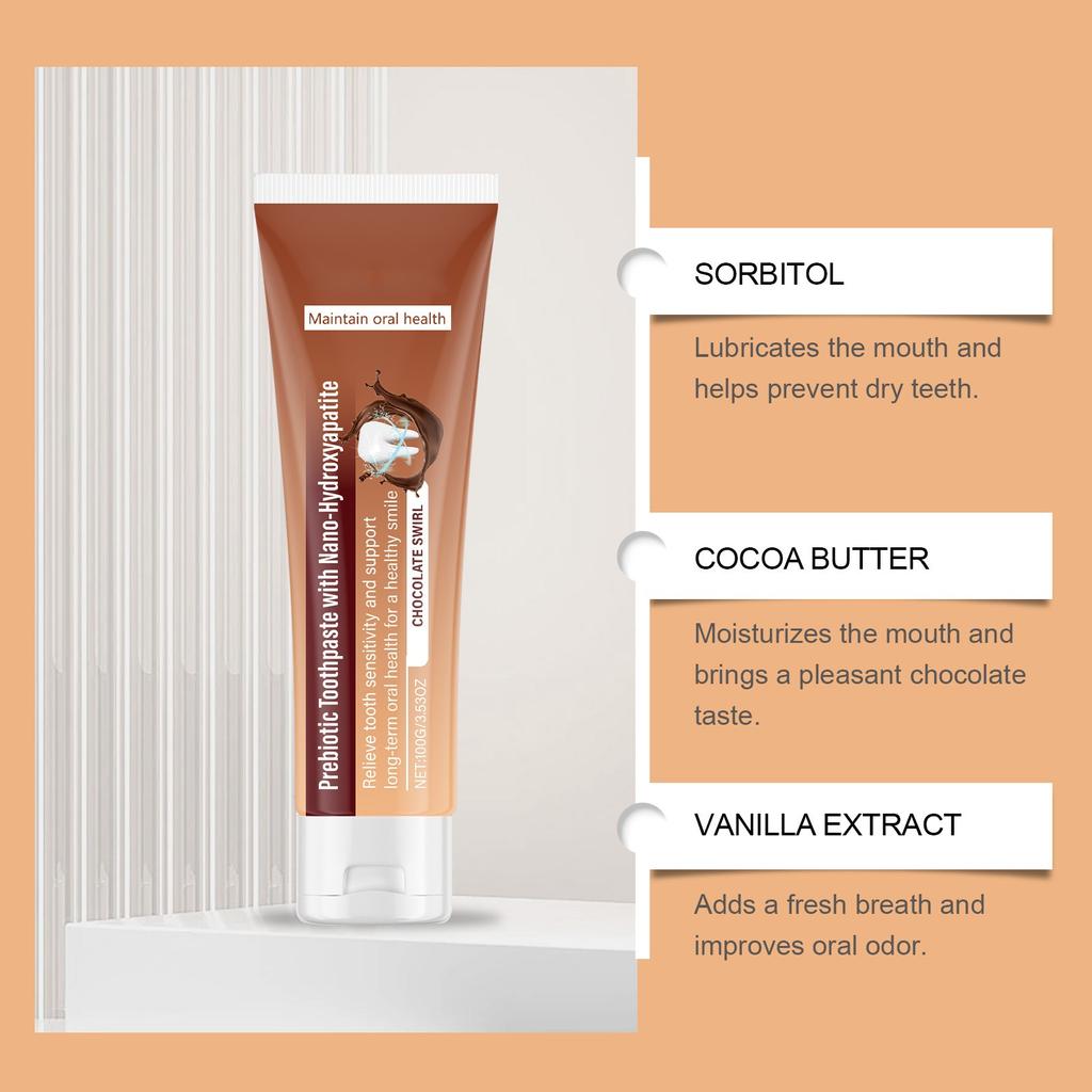 Зубная паста со вкусом шоколада Мягко очищает зубной камень, пятна, запахи, уход за зубами, зубная паста