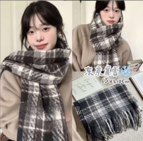 Retro fashionable brown leopard print scarf autumn and winter decoration with large version long scarf thickened warm shawl
