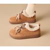 Fashion Fuzzy Warm Cotton Shoes 2025 New Autumn and Winter Lace-up Casual Retro Fleece Flats