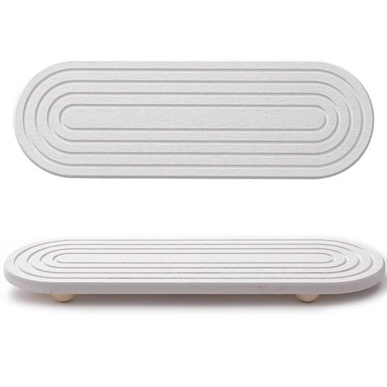 Anti-Slip Kitchen Sink Mat with Leak-Proof Groove Design Quick Drying Diatomaceous Earth Stone Tray