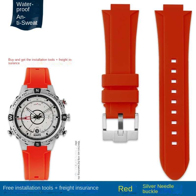 Выпуклый ремешок для часов Силиконовый браслет для timex T2N738 T2N739 T2N720 T2N721 T49706 Ремешок для часов с бабочкой Резиновый ремешок 24X16 мм
